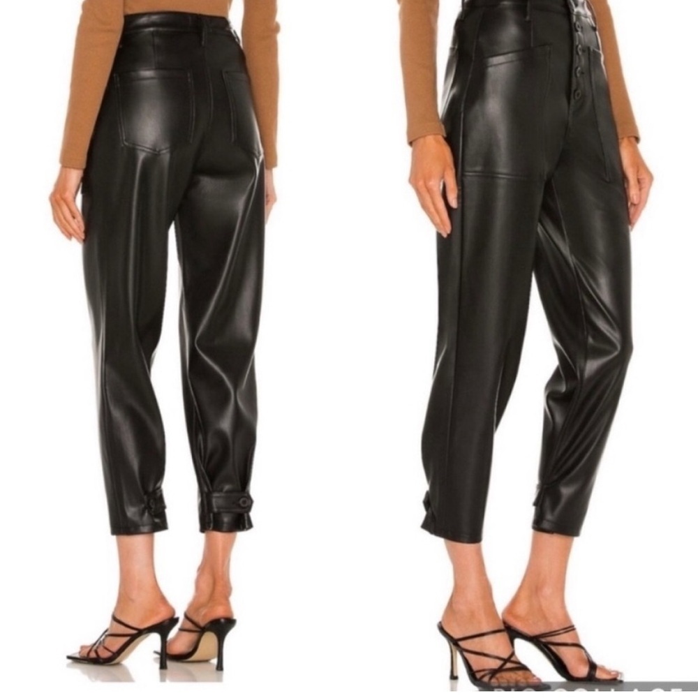 Pistola Tammy High Rise Trouser in Slate Black Faux Leather Womens 27 - Picture 2 of 10